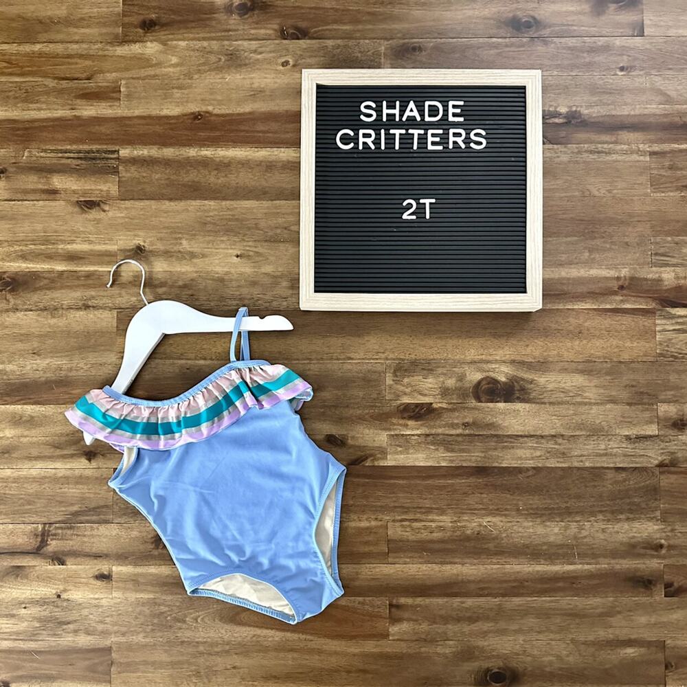 Shade Critters Periwinkle It’s All Rainbows One Shoulder One Piece Swimsuit 2T